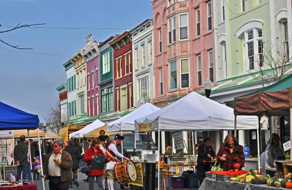 A Farmer's Market in the historic Kingston Stockade District in uptown Kingston.