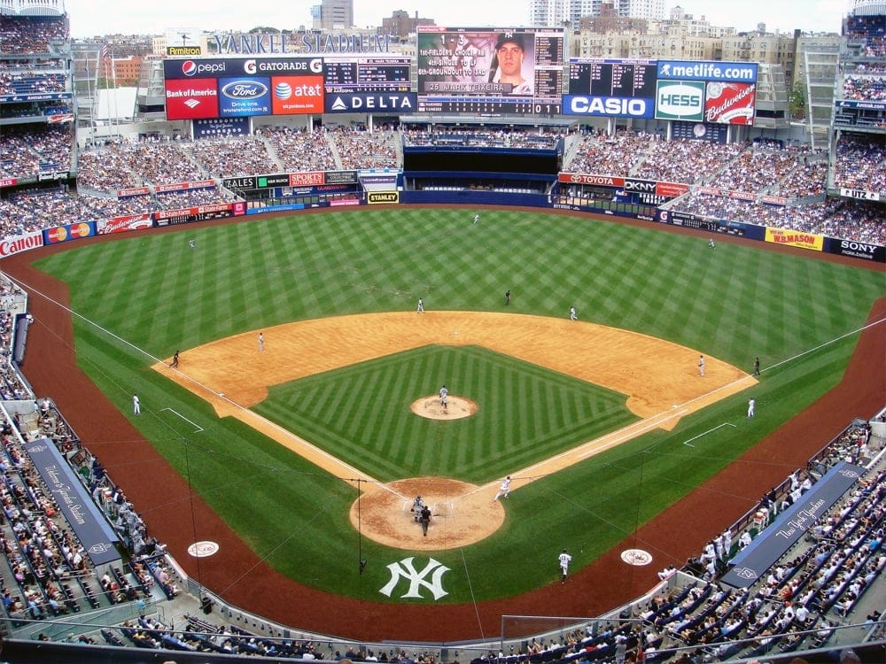 A peek inside old Yankee Stadium between the right field s…