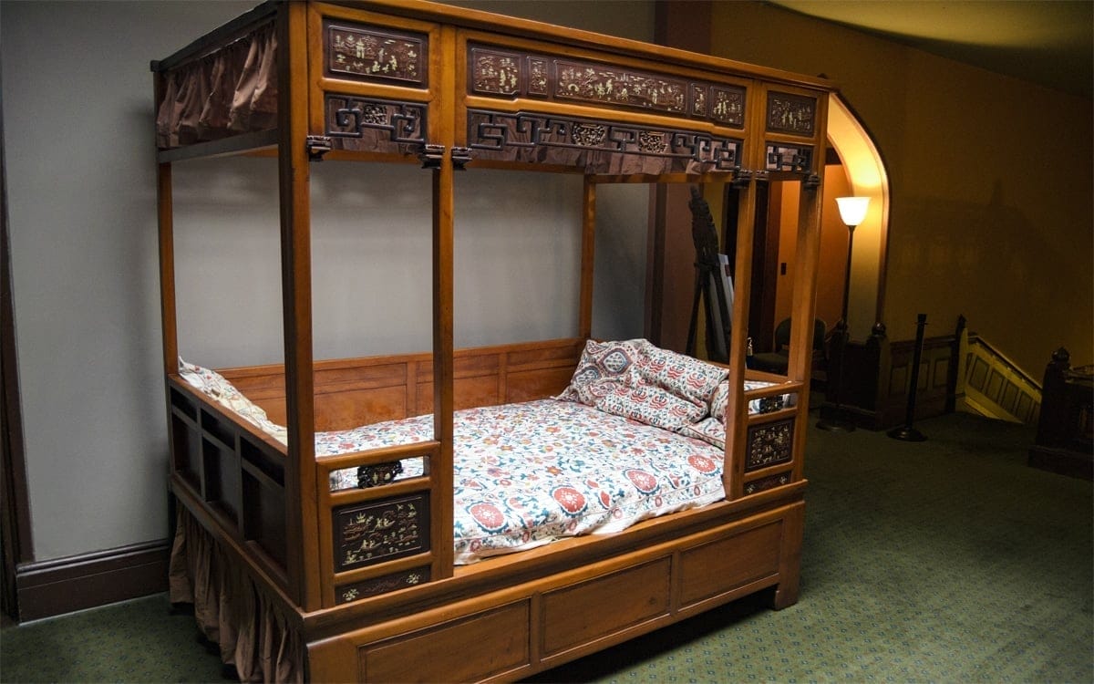 A traditional Asian bed, collected by Frederic Edwin Church during his travels. | Photo by Andrew Frey
