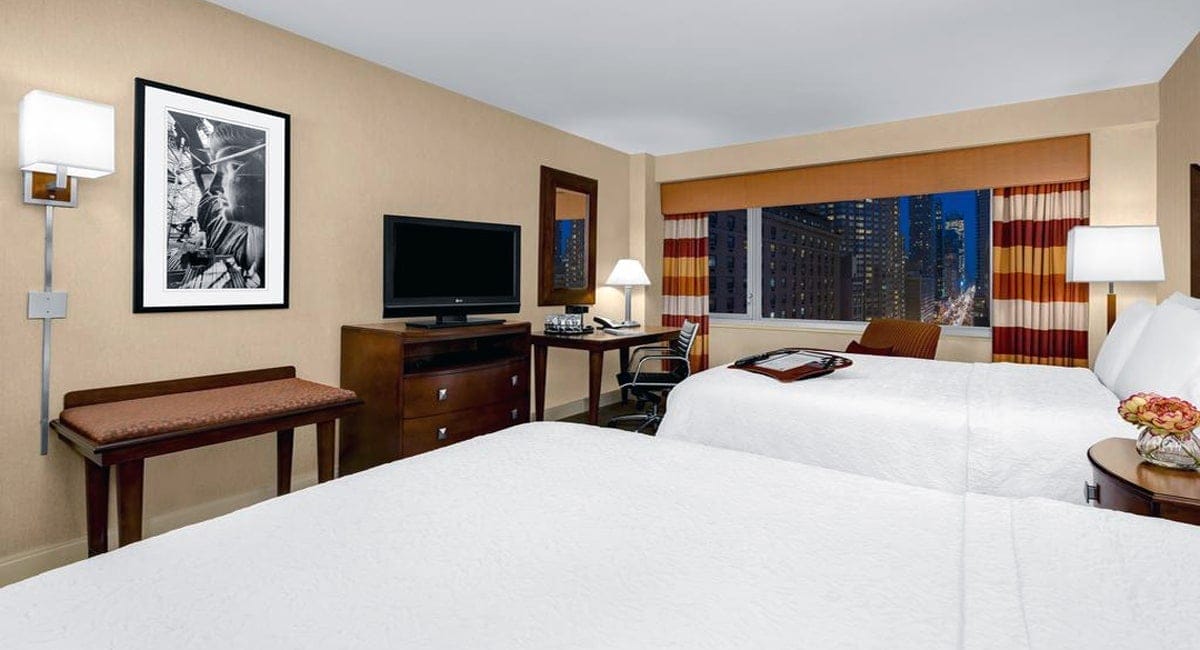 Sharing a room? Enjoy a spacious stay in one of the hotel's double-bed rooms. | Photo from Hampton Inn Times Square North