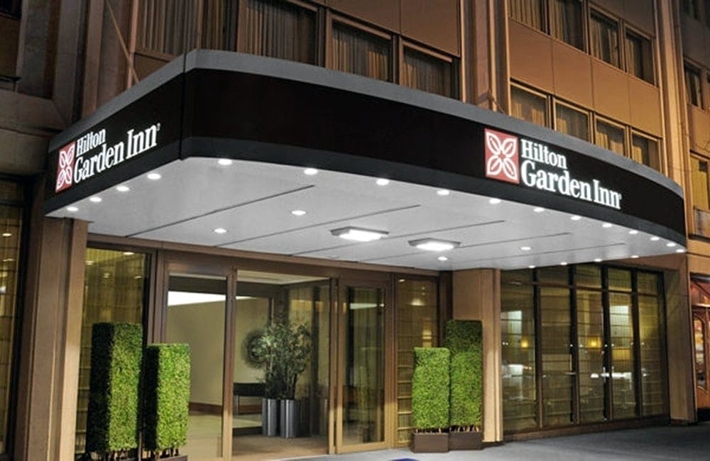 Entrance to the newly renovated, contemporary hotel on 8th Ave. | Photo from Hilton Garden Inn Times Square