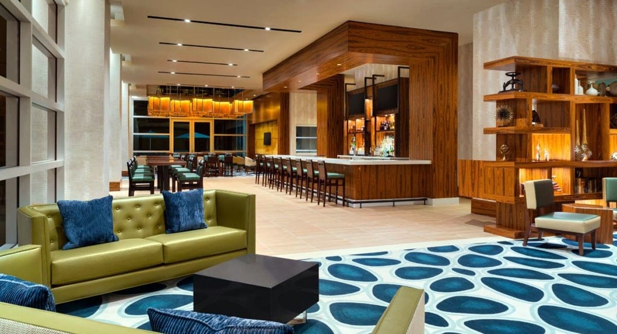 The hotel's gorgeousl lobby with modern décor. | Photo from the Landing Hotel