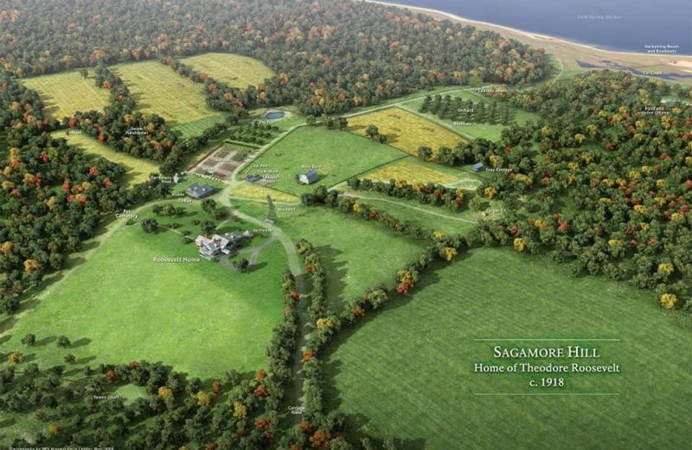 An aerial view of the historic 83 acres in Oyster Bay, NY. | Photo from Sagamore Hill National Historic Site