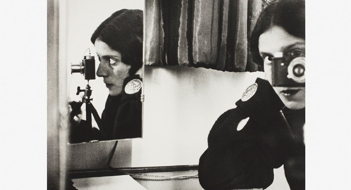 Ilse Bing's Self-Portrait with Leica, on display at From Self-Portrait to Selfie. | Photo from Eastman Museum