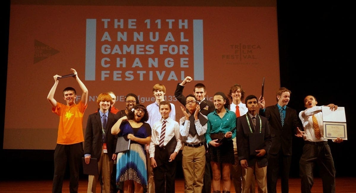 The Winners of the 2013 National STEM Video Game Challenge at Games for Change | Photo by Allison Mishkin 