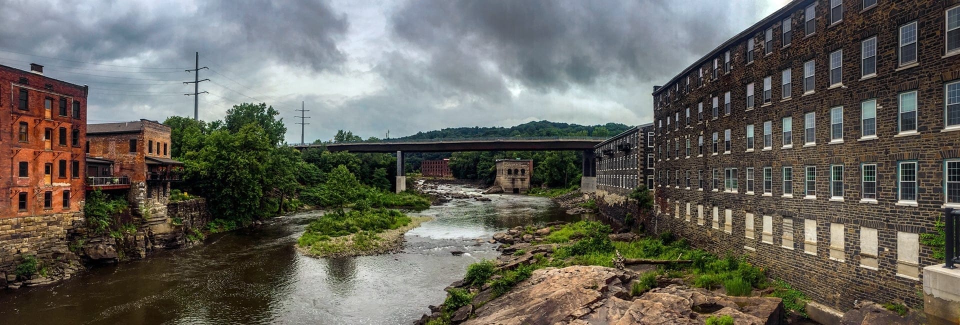 A gorgeous view of the Mohawk River and Inn at Stone Hill on Canal Place in Little Falls, NY. | Photo by Andrew Frey