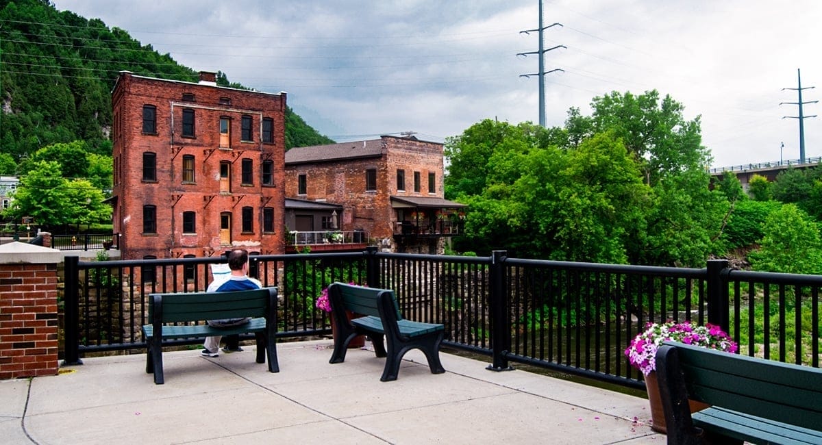 A great place to relax with a book on Canal Place in Little Falls, NY. | Photo by Andrew Frey