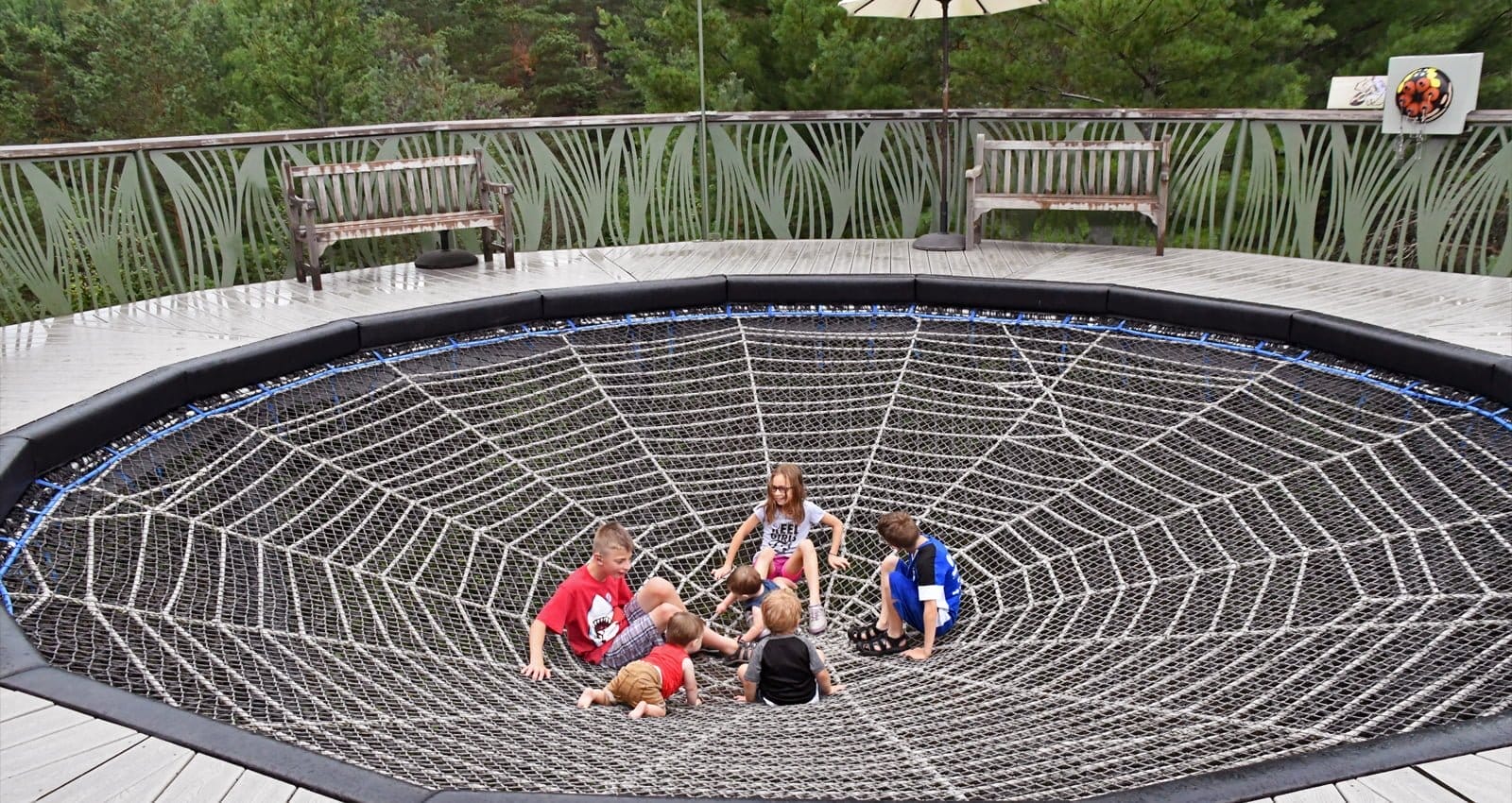 The Wild Center's Spider Web | Kids playing in The Wild Center's spider web | Photo Courtesy of Lisa Ballard