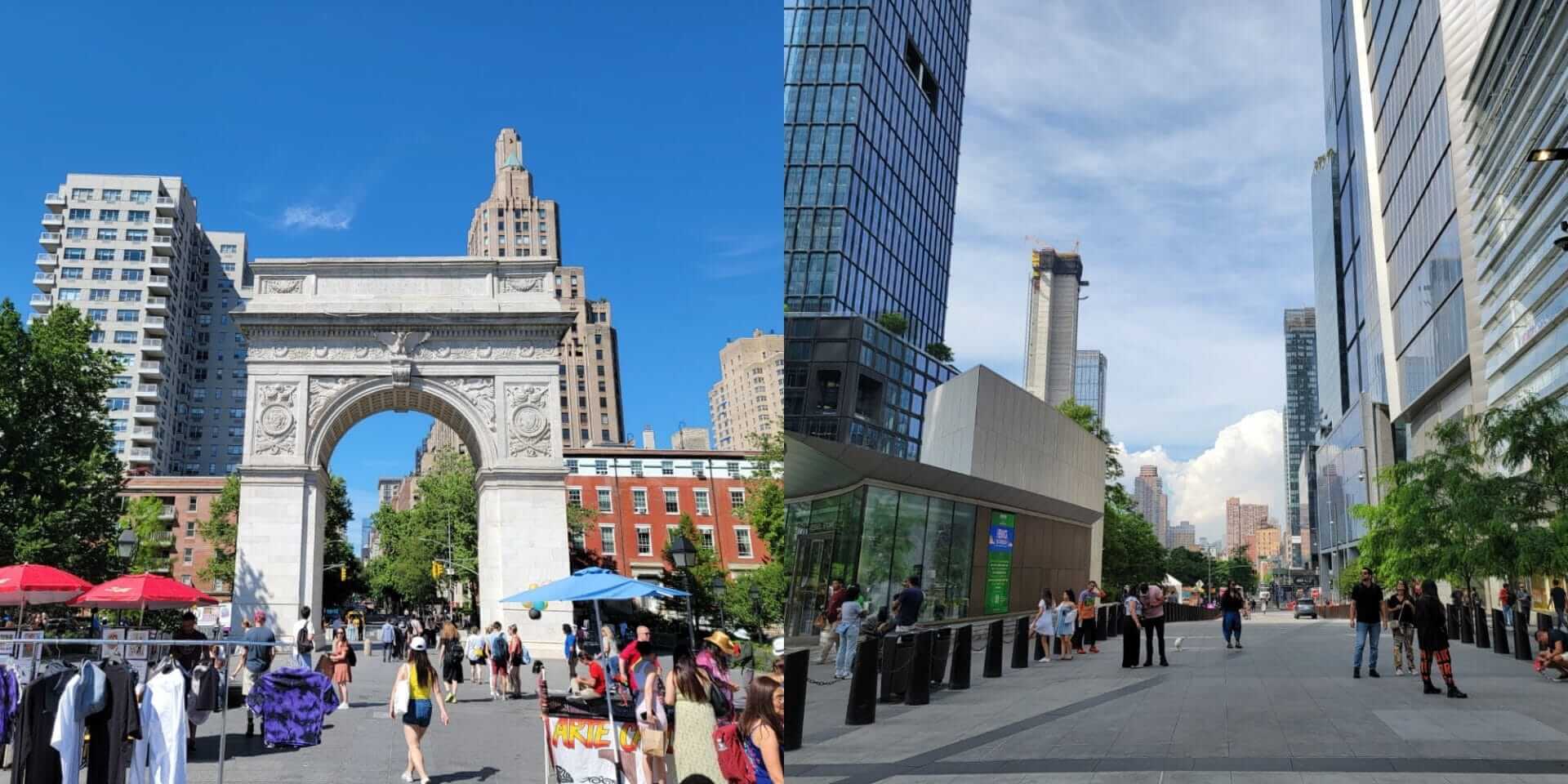 Washington Square Park NYC and Hudson Yards NYC