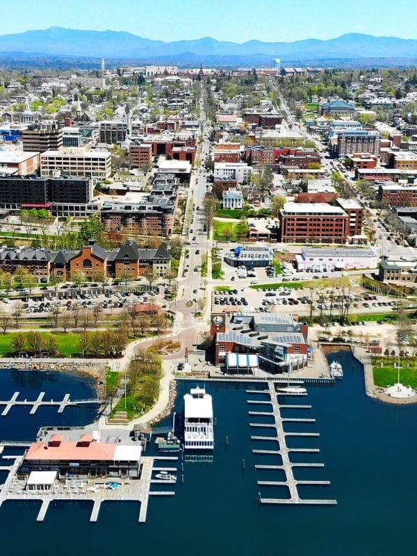 Burlington Vermont Waterfront Arial Overview