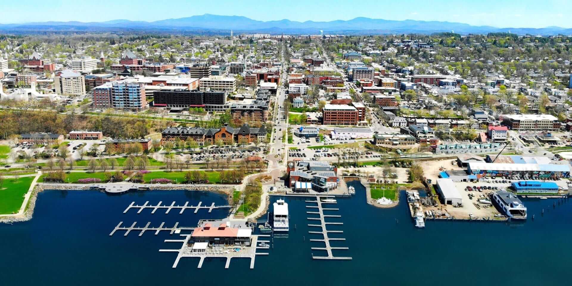 Burlington Vermont Waterfront Arial Overview