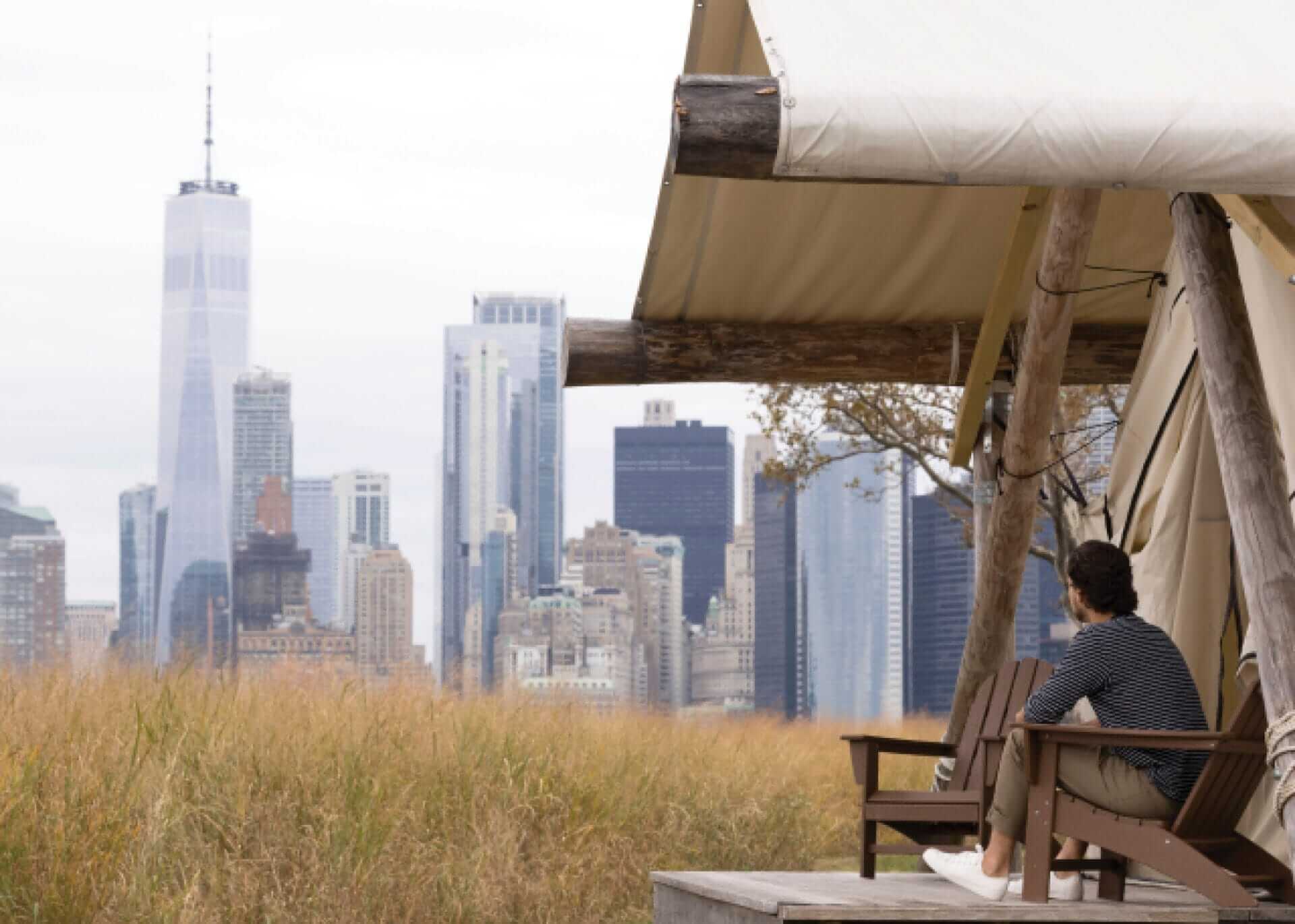 Close and faraway glamping on Governor's Island