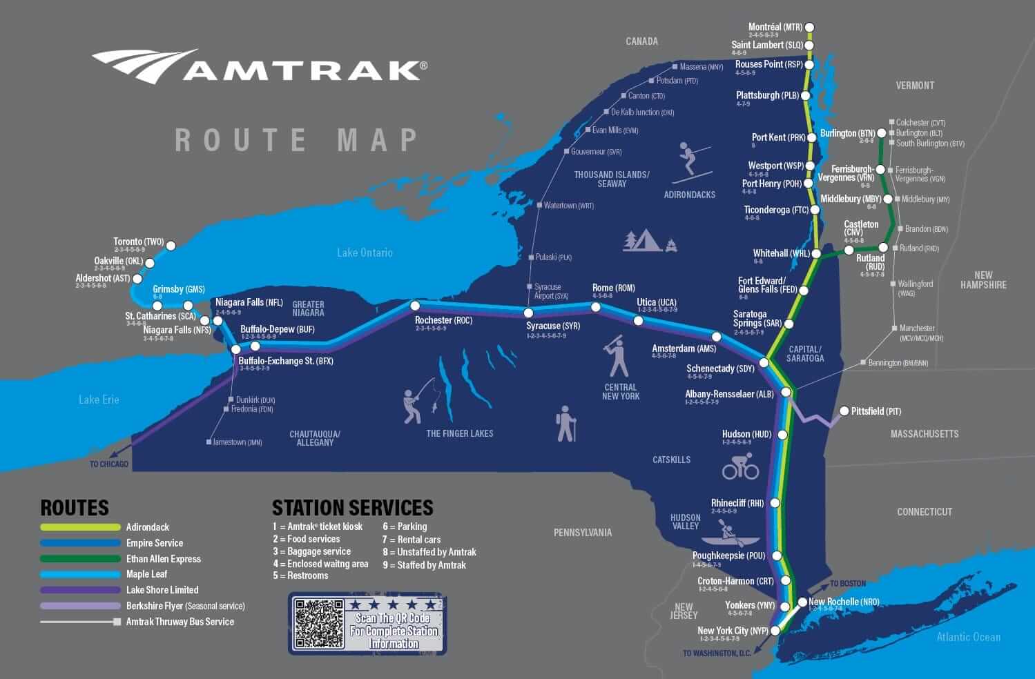 Amtrak Route Map in New York