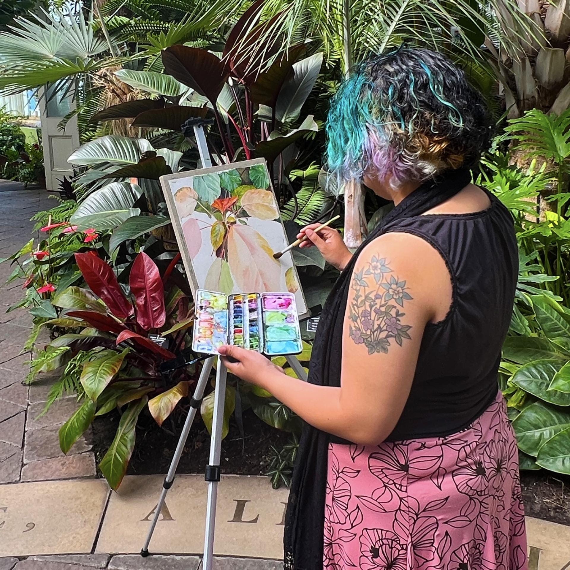 Open Art Nights painting at Botanical gardens