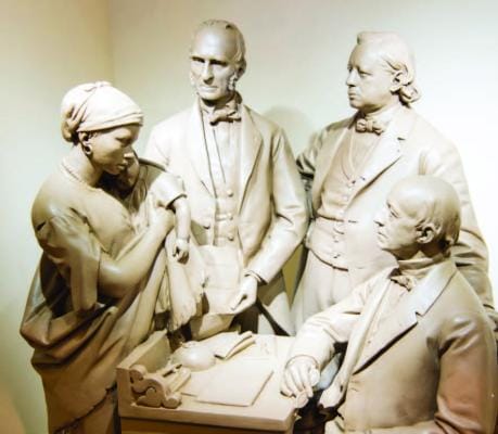 ‘The Fugitive’s Story’ sculpture at North Star Underground Railroad Museum